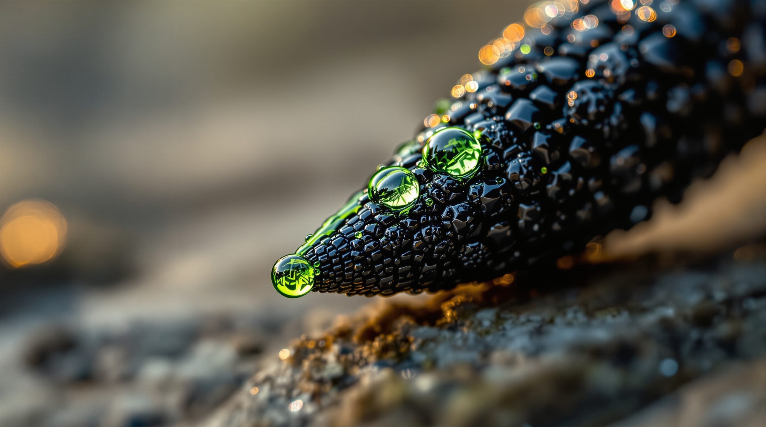 Goutte fluorescente sur corne