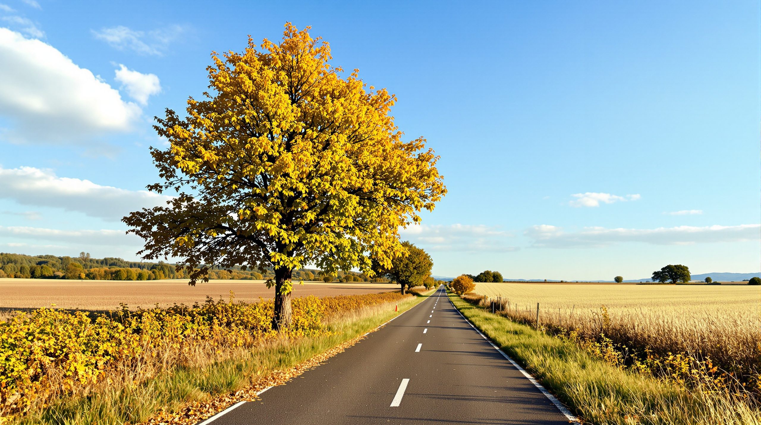 route-campagne-arbre-lumineuse