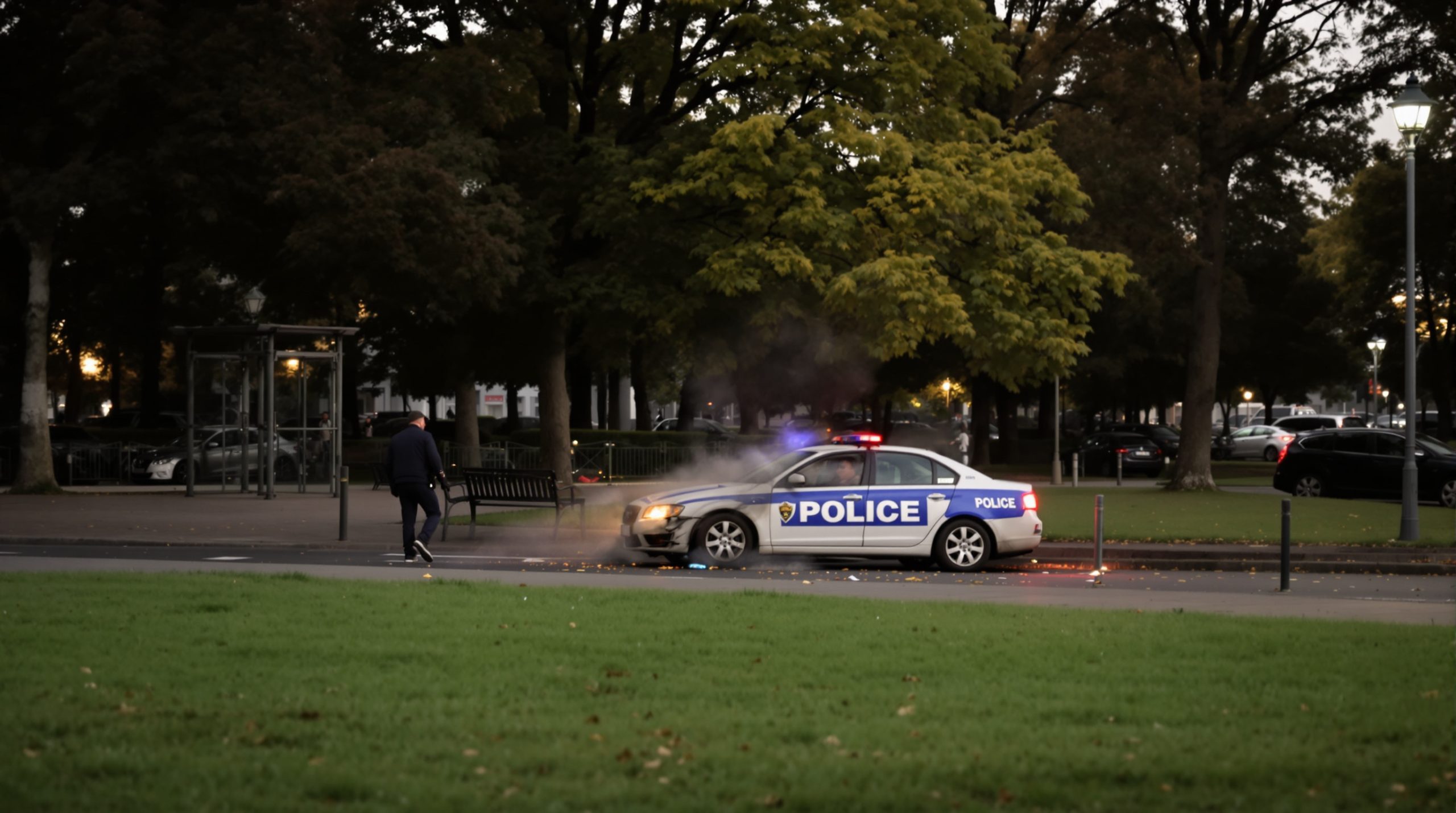 voiture_police_parc_crepuscule