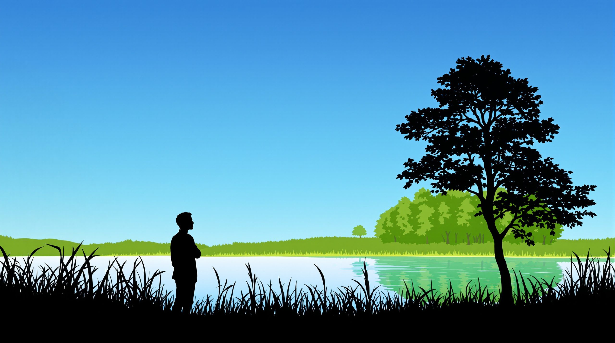 Étang_Silhouette_Observatrice