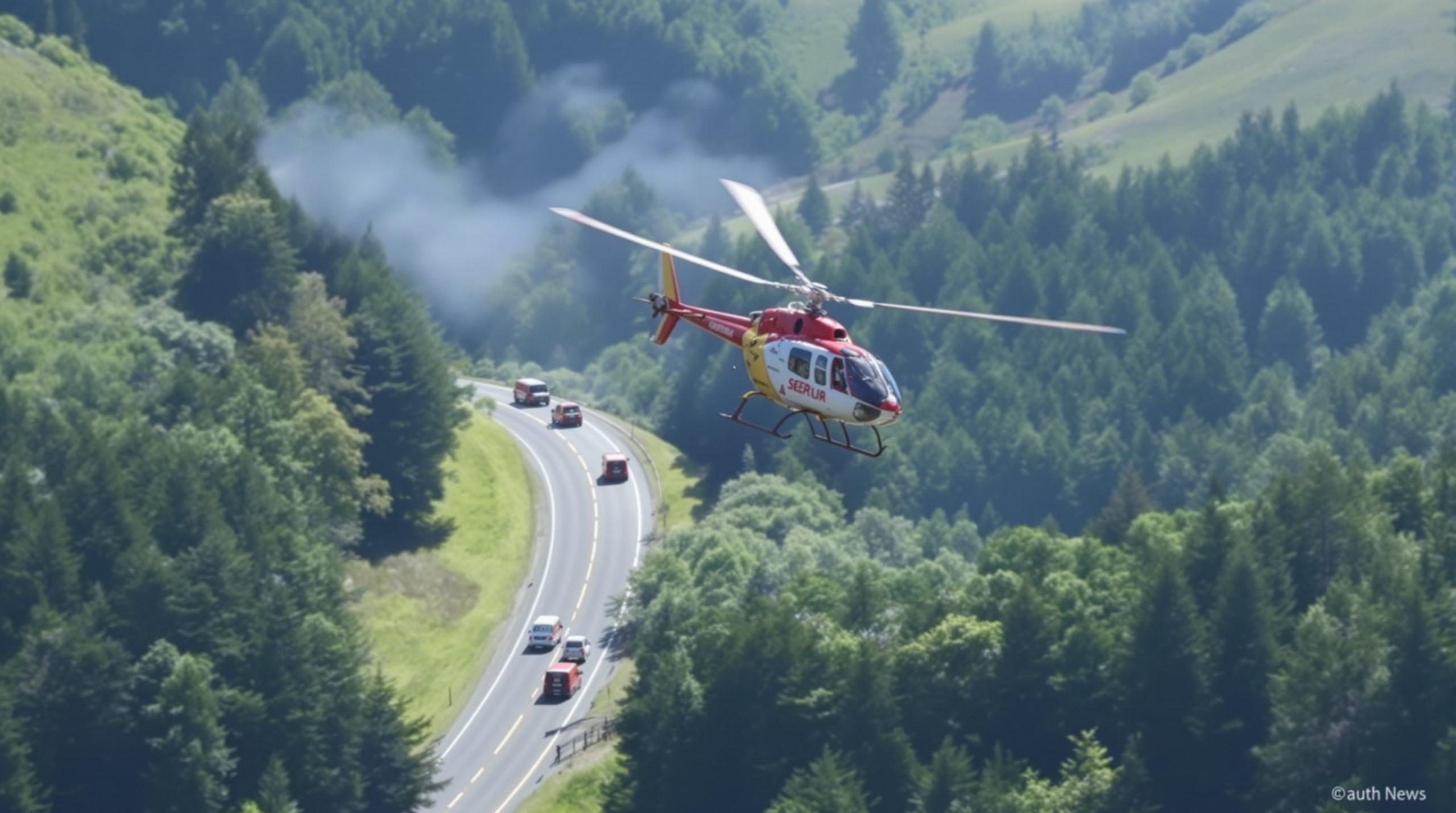Intervention aérienne secours route
